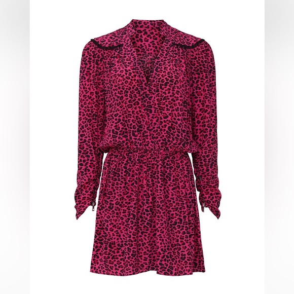 Zadig & Voltaire Reveal Leopard Print Mini Dress Framboise Pink Size XS NWT - Picture 3 of 15